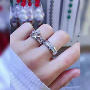 我的女王925銀情侶戒指可調節戒指簡約時尚活圈男女對戒禮物