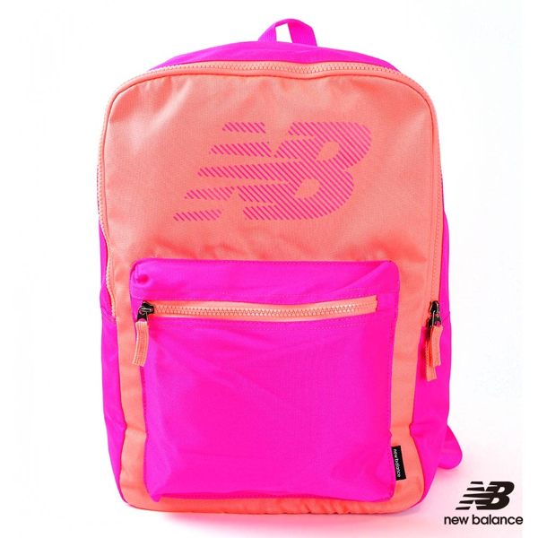 NEW BALANCE ACCESSORY 後背包 旅遊 休閒 方形 大容量 LOGO 橘 桃紅【運動世界】500160676000