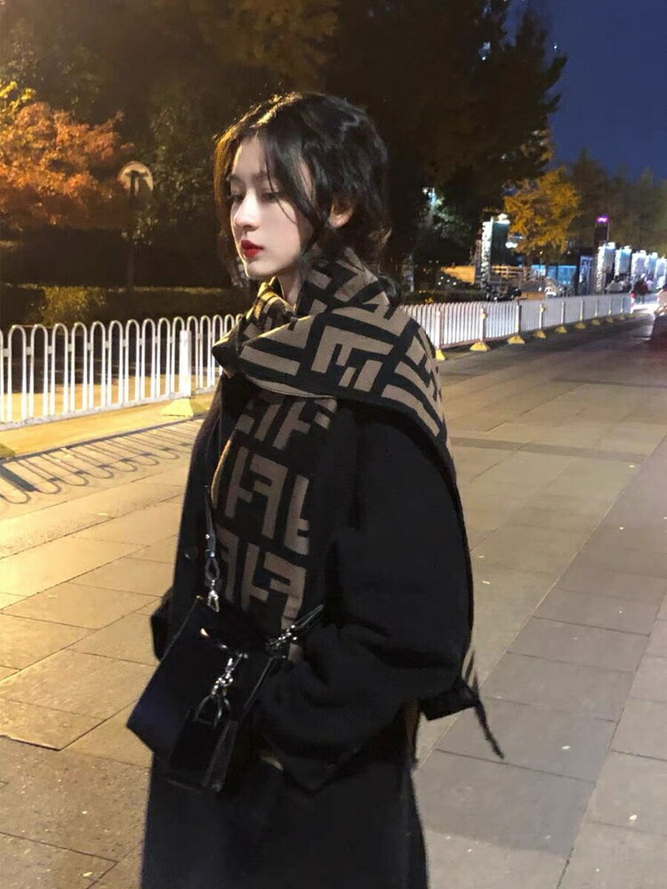 圍巾女2024冬季新款仿羊絨百搭披肩秋韓版高階感外搭加厚保暖圍脖【北歐居家生活】