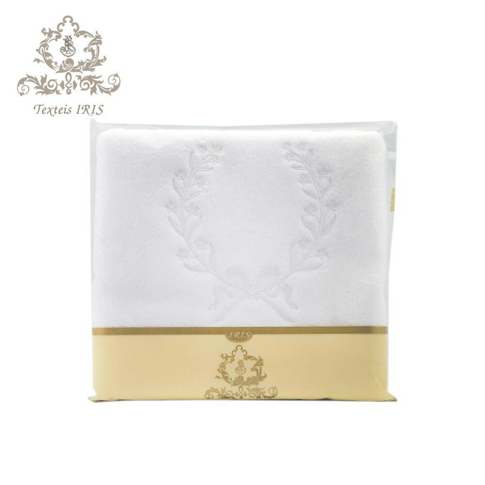 葡萄牙Texteis IRIS 頂級棉製 50*70cm地墊/腳踏墊(桂冠繡花純白色)