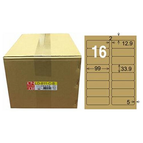 【龍德】A4三用電腦標籤 33.9x99mm 牛皮紙 1000入 / 箱 LD-811-C-B