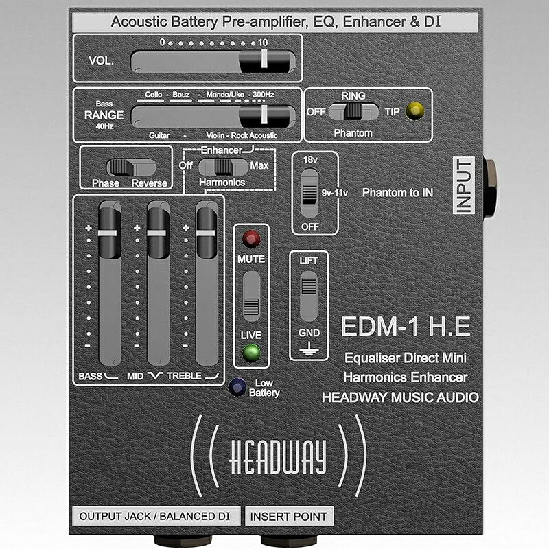 英國 Headway EDM-1 H.E 單軌木吉他/烏克麗麗/貝斯前級 DI【唐尼樂器】