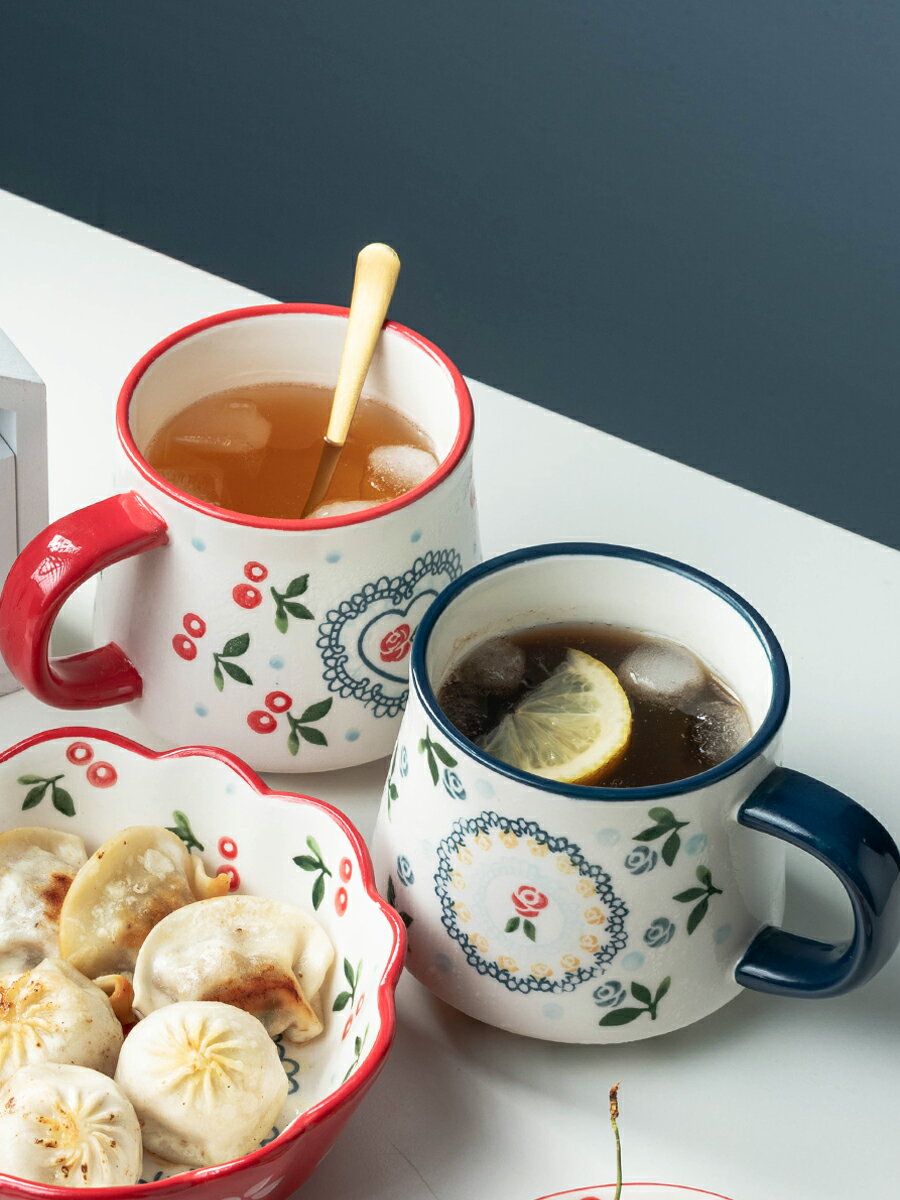 北歐ins陶瓷杯馬克杯可愛少女杯子櫻桃情侶牛奶辦公室咖啡早餐杯