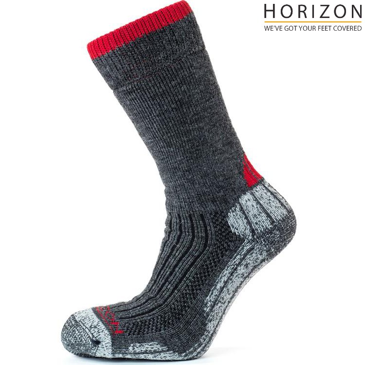Horizon Merion Trekker 美麗諾羊毛登山襪 HO-2226 灰黑/酒紅 Charcoal Marl/Burgundy