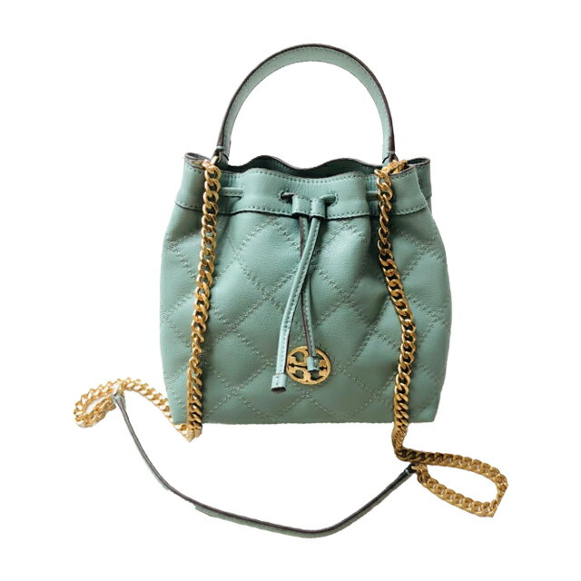 精選★TORY BURCH 萎格浮雕圖案 抽繩鏈條柔軟皮革小號水桶斜跨包 斜背包 82370(預購)~【夏日美包★菲尼斯 國際精品↘3折起】 6