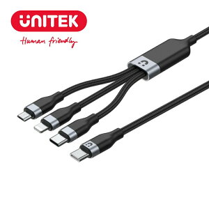 【樂天限定_滿499免運】UNITEK USB-C 轉 Lightning / USB-C / Micro USB 三合一充電線 (Y-C14101BK-1.5M)