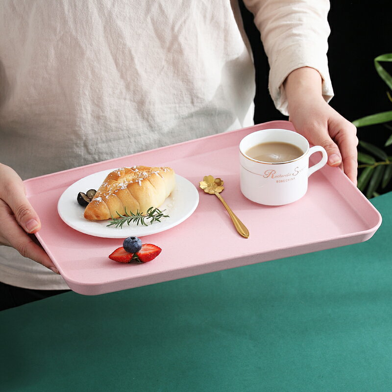 長方形托盤家用客廳茶盤放茶杯組合套裝北歐創意塑料餐盤水果盤