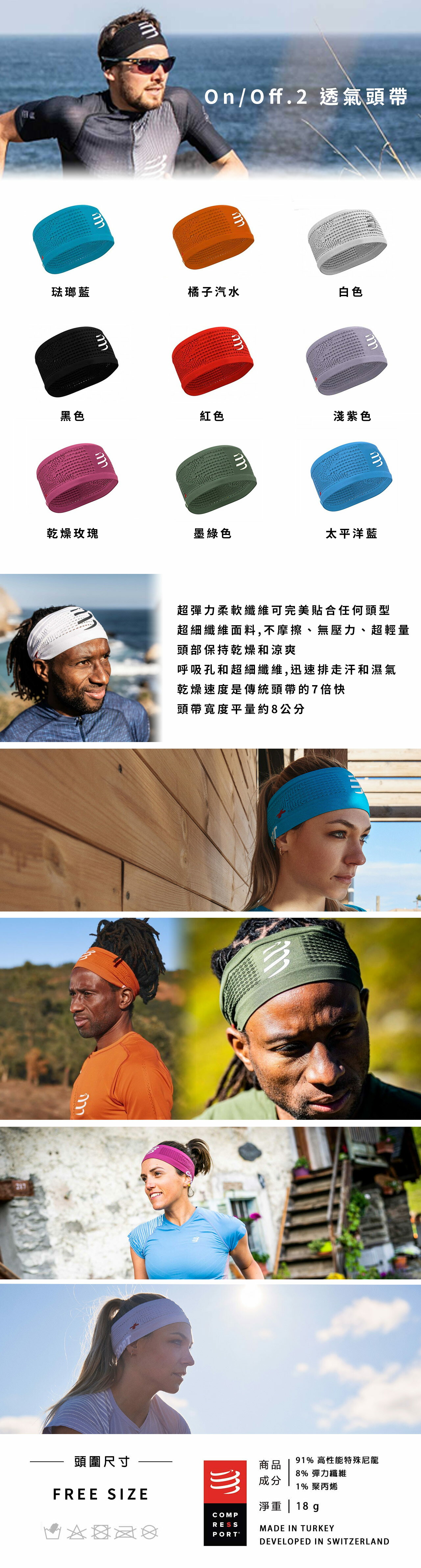 《Compressport瑞士》寬版止汗呼吸頭帶2.0 (太平洋藍) 4