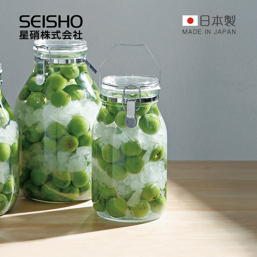 【日本星硝SEISHO】日製手提扣式玻璃密封醃漬罐-2L