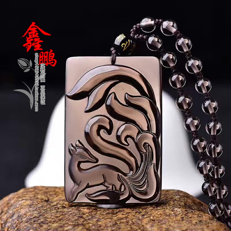 黑曜石增合奇緣九尾狐貍 催緣增緣黑狐佳緣靈狐吊墜男女款 1