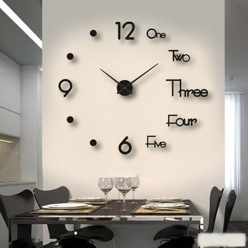 創意掛鐘diy客廳時尚藝術免打孔壁鐘表現代簡約靜音夜光時鐘貼墻