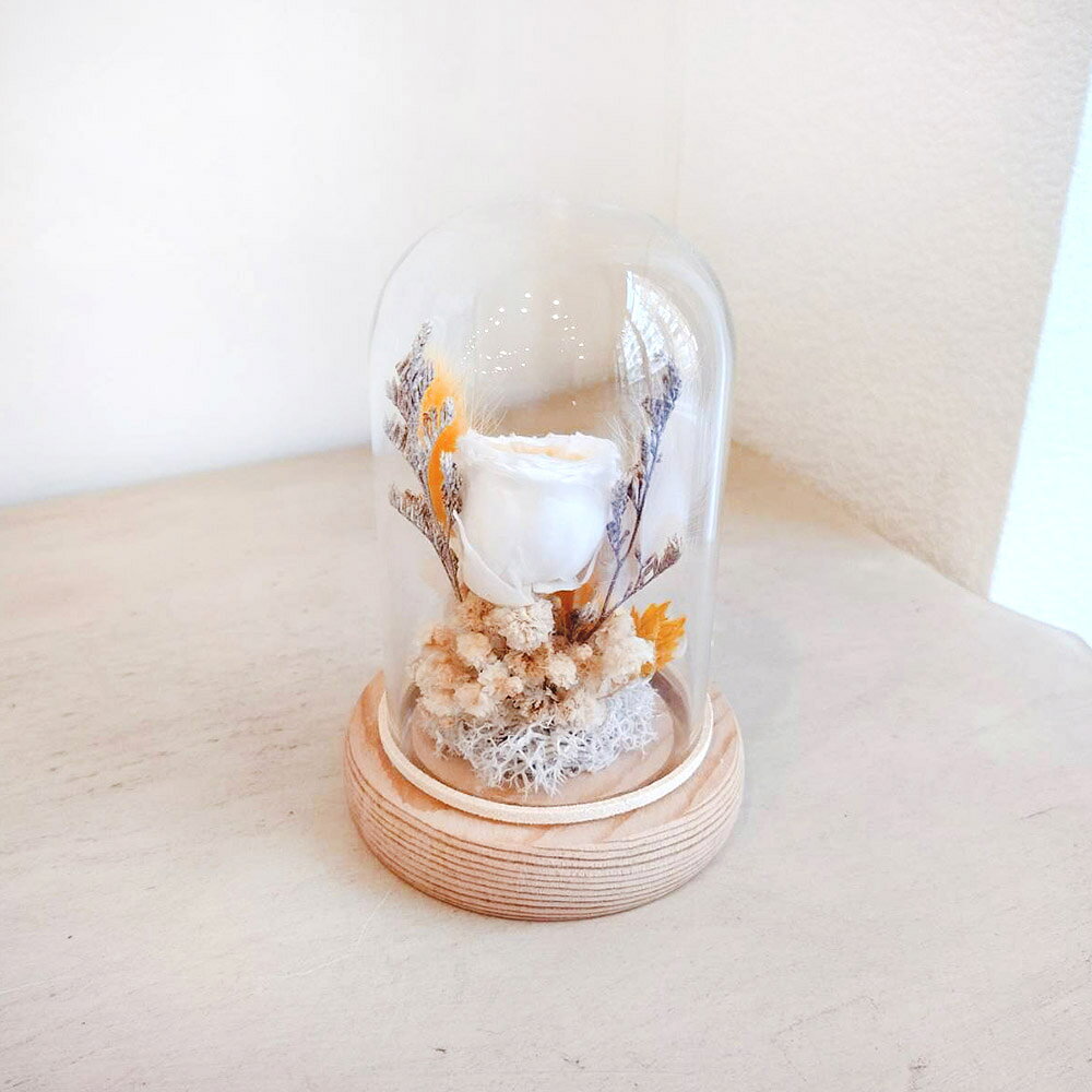 萩蒔花花藝x覓品竹北手作店-乾燥花x永生花創作橢圓玻璃花盅-奧斯丁玫瑰A款 2