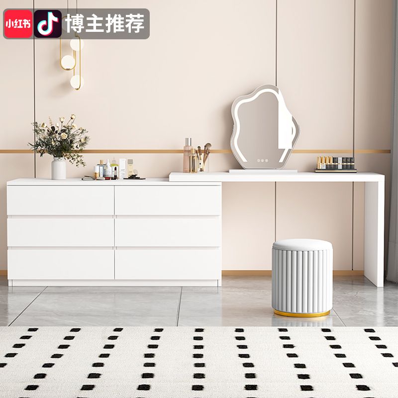 【最低價 公司貨】梳妝臺現代簡約小戶型臥室化妝桌鬥櫃一體可伸縮化妝臺網紅ins風