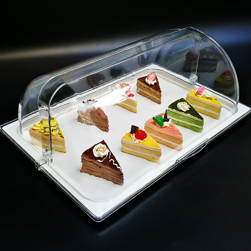 免運 自助餐試吃托盤水果面包蛋糕點心盒食品展示盤帶蓋防塵透明保鮮罩 特惠/快速出貨