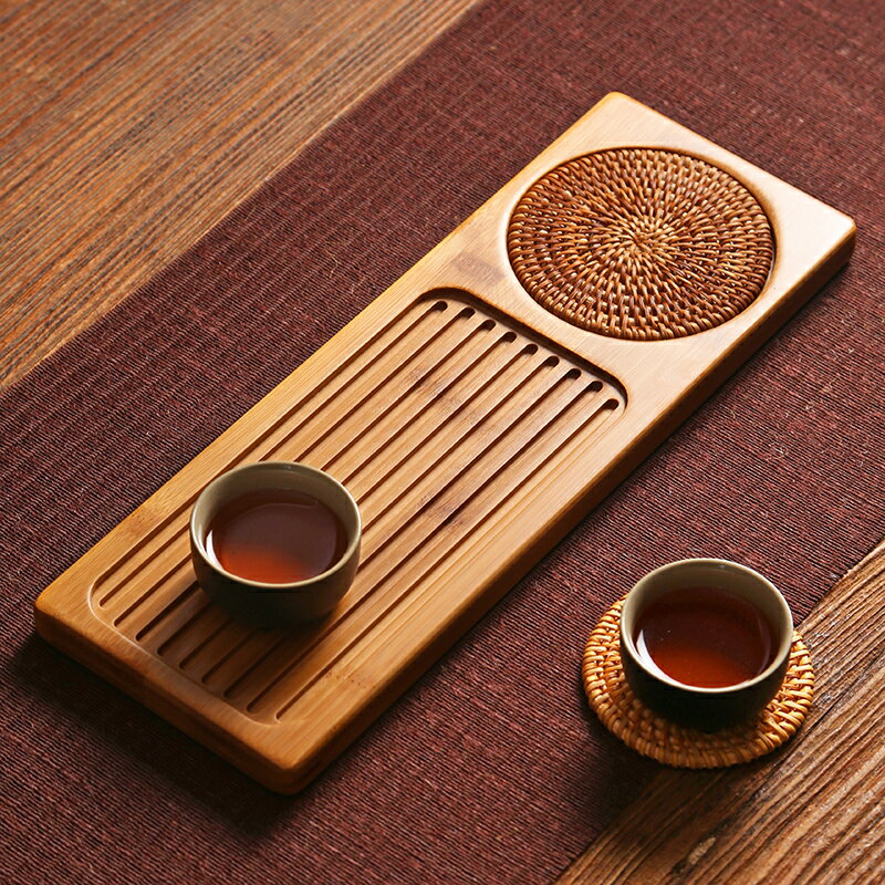日式幹泡臺茶具小茶盤竹製長方形奉託盤實木家用簡約迷你茶臺茶海