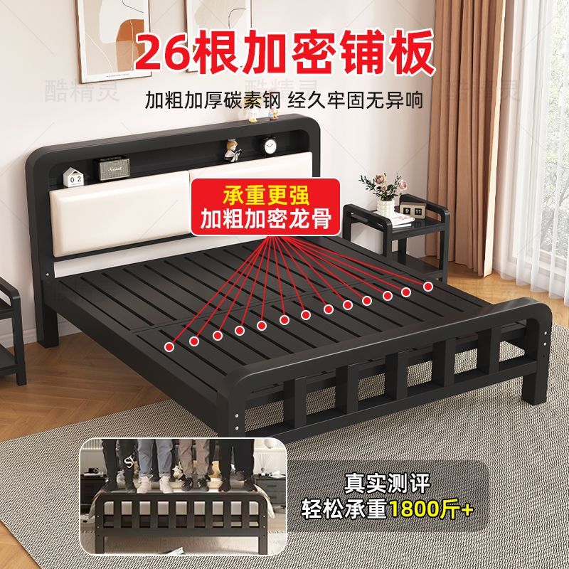 現貨速發！免運 鐵藝床 鐵床架 鐵架床 鐵床 雙人床 床架 現代簡約1米8加固加厚雙人床1.5米家用單人床經濟型鐵架床 八折下殺 特價出 可開發票