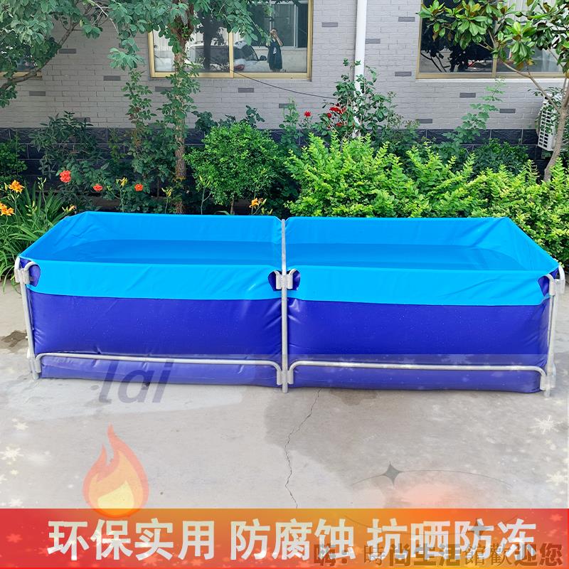 帆布支架魚池 戶外加厚折疊水池 大棚防水刀刮布養殖魚池 水箱游泳池