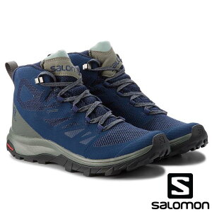 【SALOMON 法國】男 OUTline Mid GTX 中筒登山鞋『古藍/灰綠/灰綠』404764