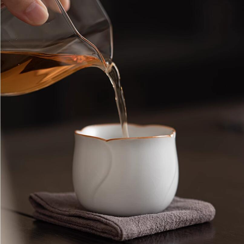 汝窯茶杯主人杯單杯喝茶杯高檔個人專用茶具陶瓷冰裂紋杯功夫茶盞【步行者戶外生活館】