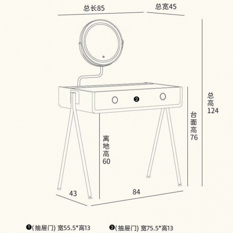 【免運/可開票】鏡台 化妝桌 化妝椅 鏡子 北歐實木梳妝臺日式原木臥室化妝桌高級感小戶型復古儲物化妝臺 8