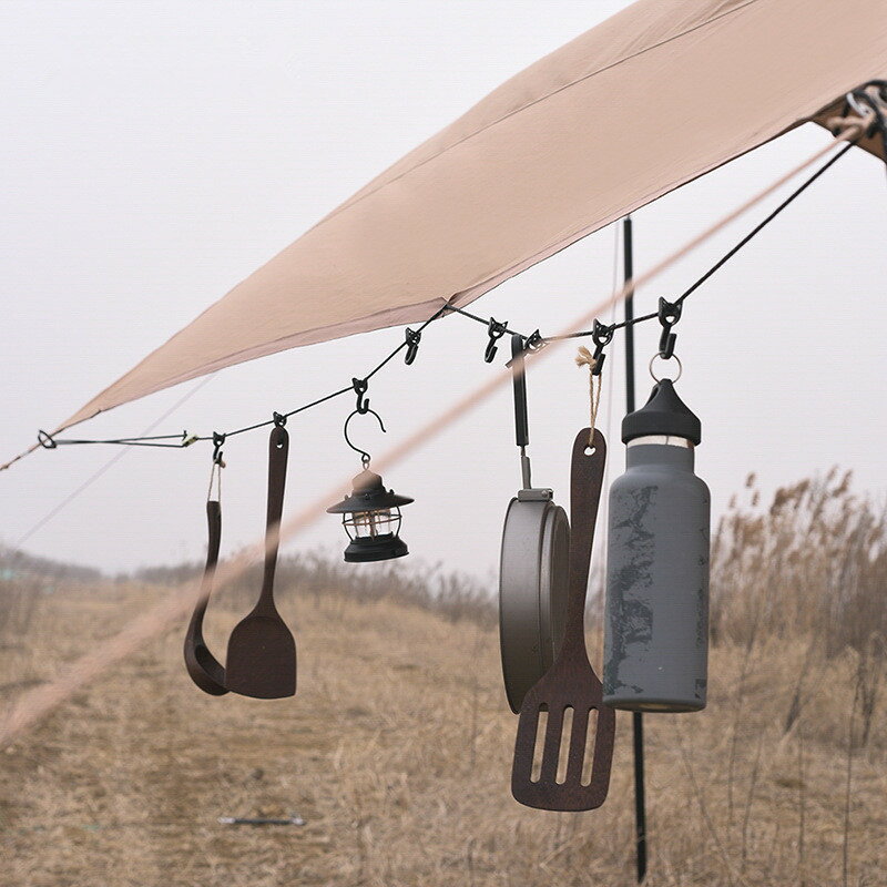 戶外野營帳篷天幕掛繩反光防風晾衣繩4.3米加粗防滑固定卡扣室外