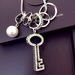 ✤宜家✤時尚長款項鏈百搭鑰匙珍珠飾品項鏈