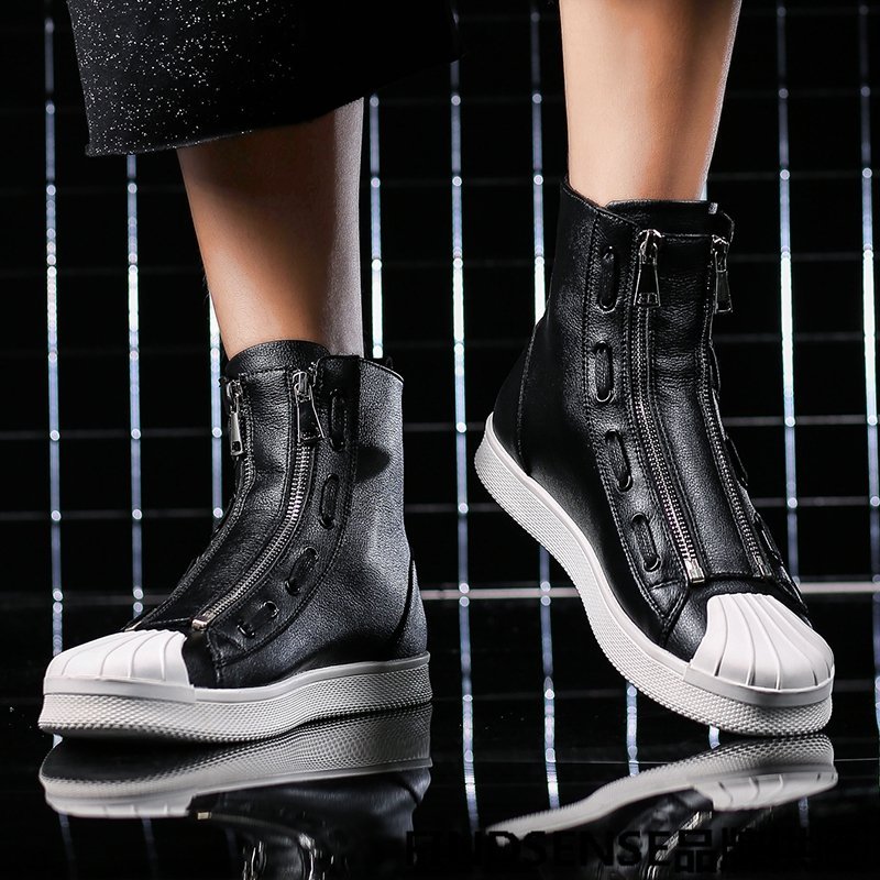 FINDSENSE品牌 秋款 新款 日本 男 高品質 個性 超纖 舒適耐磨 高幫板鞋 橡膠底 運動 休閒鞋 潮流鞋子
