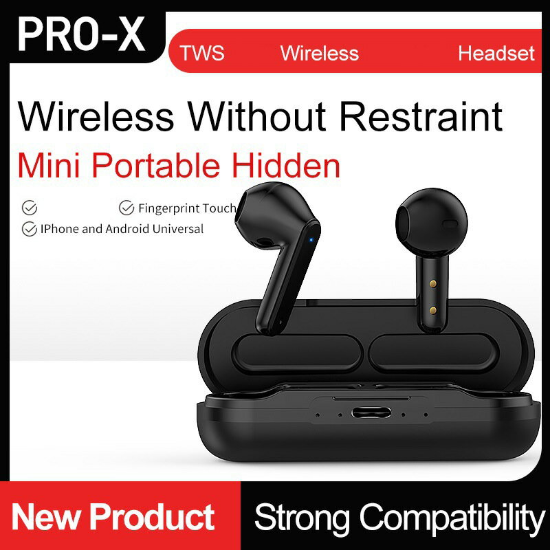 PRO-X無線藍芽耳機TWS半入耳式立體聲迷你觸控超長續航