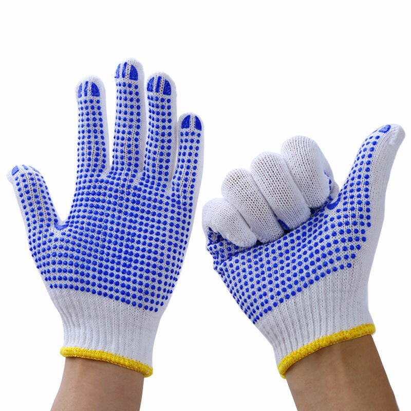 【新店促銷】防滑膠點手套勞保加厚耐磨男女透氣點塑棉線手套