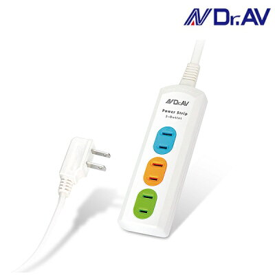 Dr.AV聖岡 NS-203-4 炫彩橫向3插2P延長線 4尺(1.2m) 電源延長線 延長插座 F型插頭