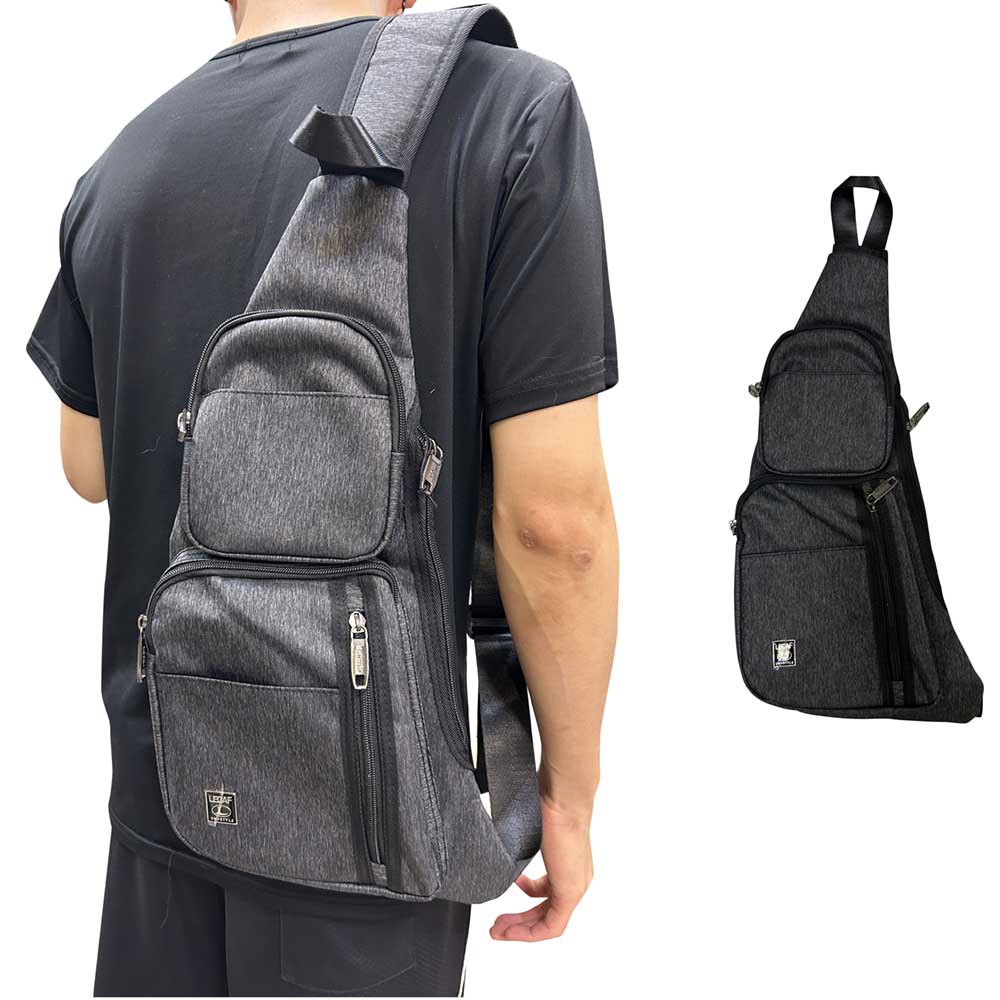 ~雪黛屋~LECAF 胸背包小容量主袋+外袋共六層防水尼龍單左肩背扁型服貼LW3841