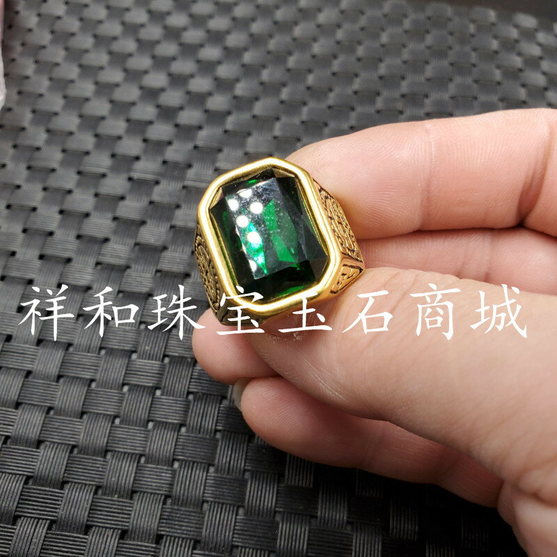 新款精美冰種鋯石切面戒指墨綠色鋯石戒指飾品戒指仿古戒指指環 1