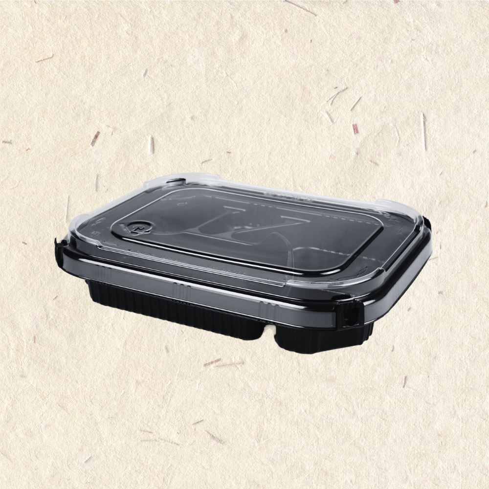 RELOCKS YF-8805 五格便當盒 正方形餐盒 黑色塑膠餐盒 可微波餐盒 外帶餐盒 一次性餐盒 免洗餐具  環保餐盒 YF 8805 1