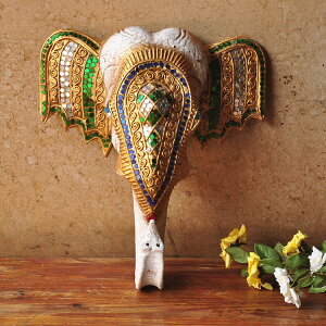 泰國工藝品家居裝飾創意實木象頭墻壁掛件工藝裝飾東南亞田園風格1入