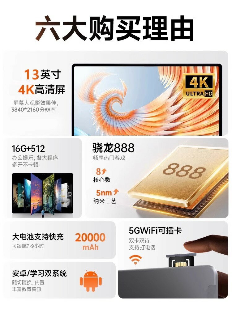 華為官方正品2024新款平板電腦5G護眼14英寸高清全面屏二合一手機-樂購