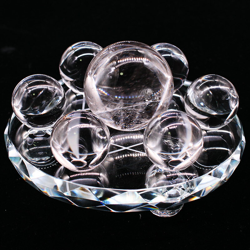 天然白水晶球擺件七星陣家居風水飾品缺角玄關客廳桌面能量