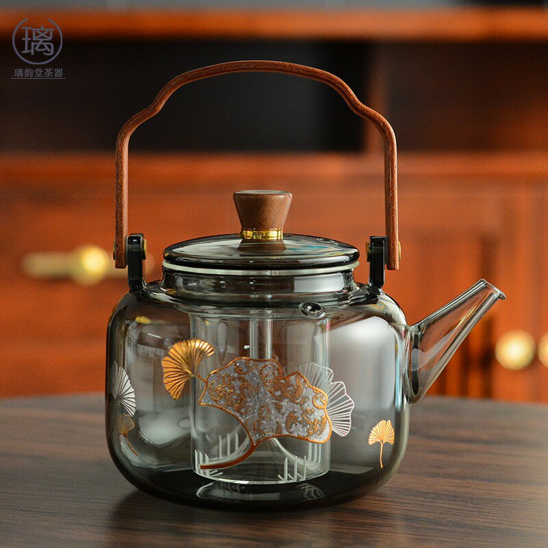 圍爐煮茶壺透黑提樑壺玻璃燒水泡茶壺電陶爐煮茶器炭火爐蒸煮一體