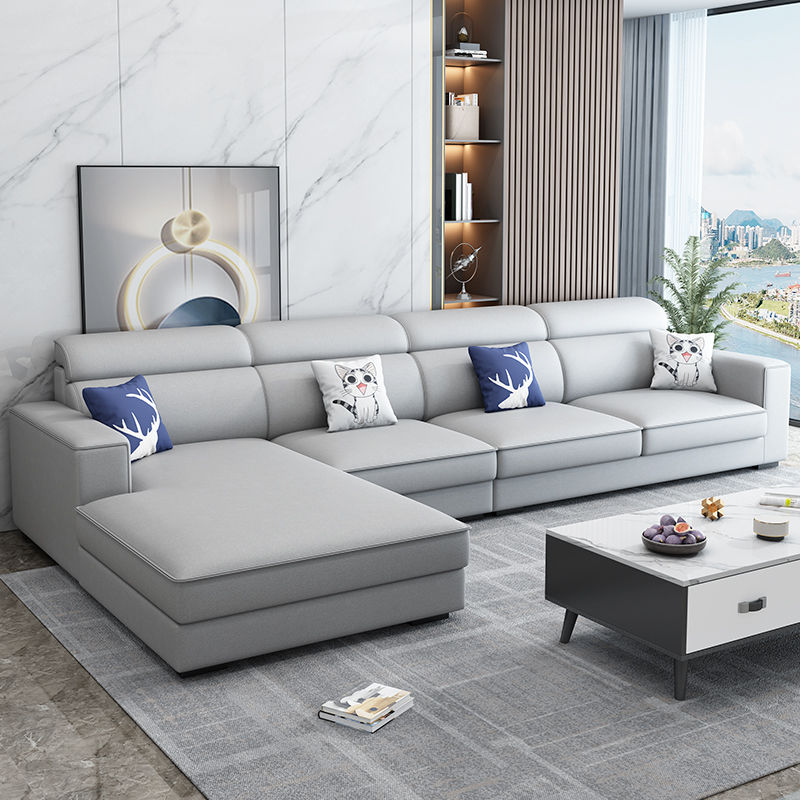 簡約現代布藝沙發組合客廳小戶型套裝北歐免洗科技布乳膠新款沙發