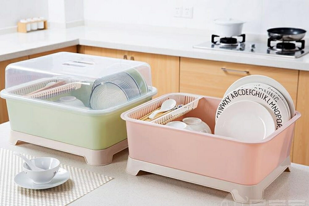 瀝水架收納盒裝碗柜置物架帶蓋碗碟架放碗架