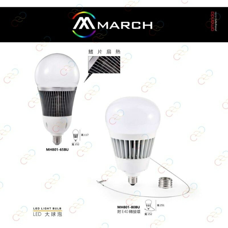 (A Light)附發票 MARCH LED 燈泡 E27 E40 50W 80W 天井燈泡 球泡 全電壓 保固一年