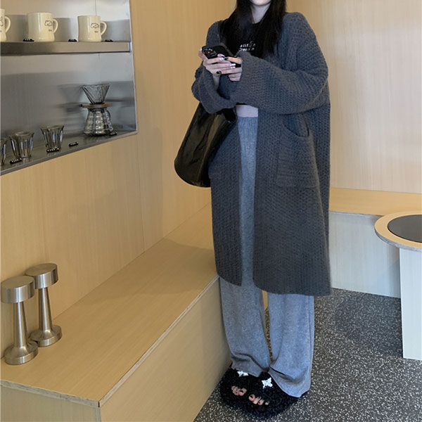 ANNAS 正韓 特價 芭比粉 外套 粗針織罩衫 長版 寬鬆 大衣 毛衣 韓國 8