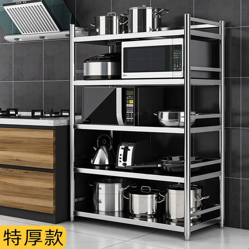 不銹鋼廚房置物架微波爐架落地多層廚房用品收納儲物架櫥柜烤箱架