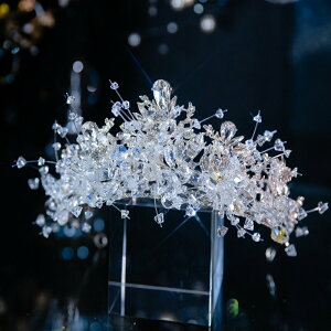 韓式公主鑲鉆婚禮皇冠復古優雅水晶造型頭飾大冠結婚生日王冠琳嵐
