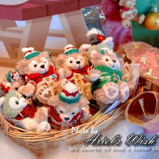 日本東京迪士尼Disney聖誕節Duffy達菲熊雪莉玫畫家貓咪傑拉東尼針織毛衣鈕扣款坐姿吊飾絕版