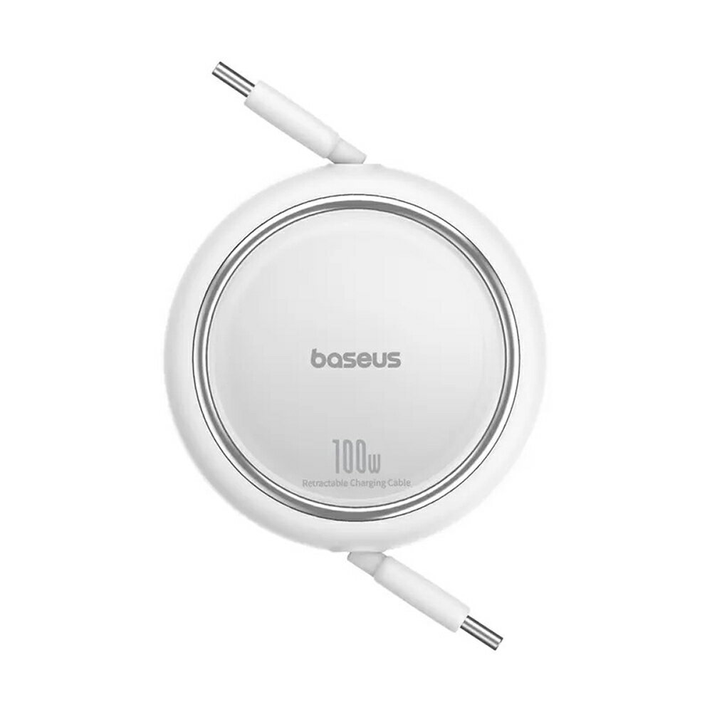 【BASEUS 倍思】明鏡 Mini 系列 C to C 100W 伸縮充電傳輸線 1M 皓月白【三井3C】