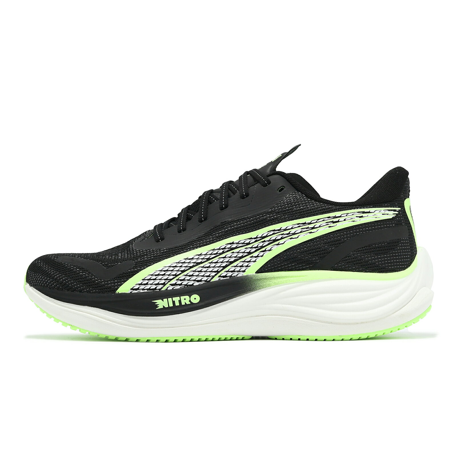 Puma 慢跑鞋 Velocity Nitro 3 男鞋 黑 螢光綠 透氣 氮氣中底 運動鞋