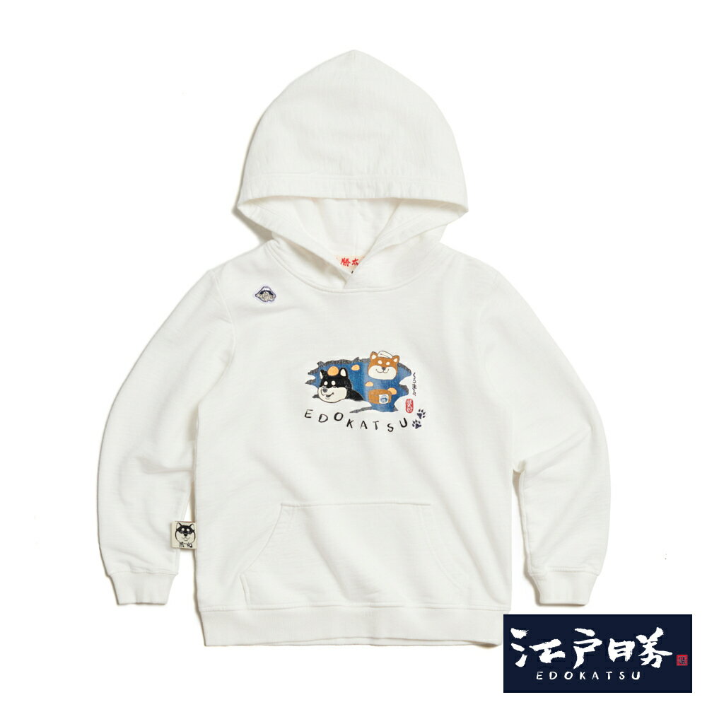 EDOKATSU江戶勝 童裝 勝太郎系列 勝太郎泡溫泉長袖連帽T恤 (米白色)
