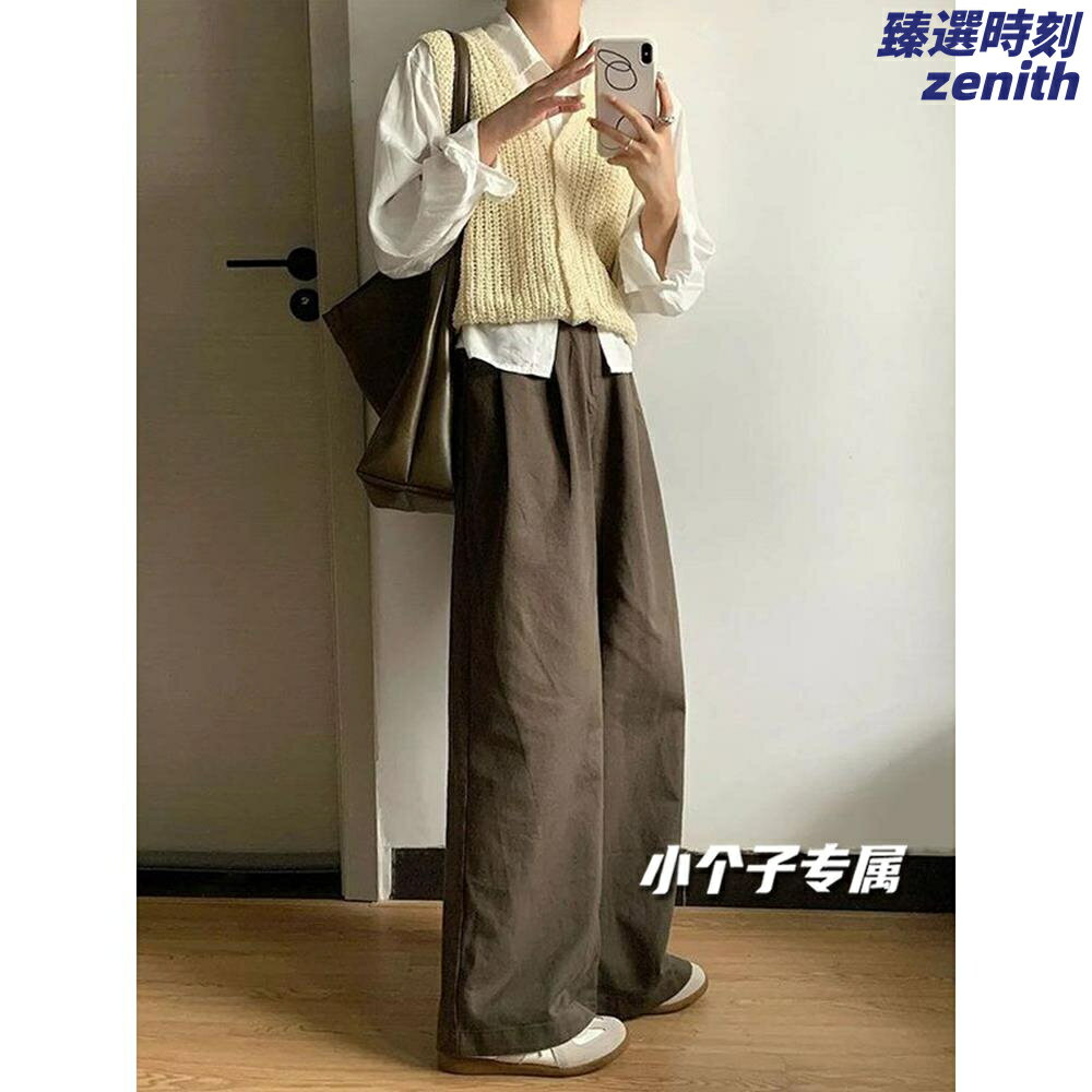 女生牛仔褲推薦，女生牛仔褲推薦-高腰牛仔褲推薦到【高腰顯瘦】復古牛仔褲 直筒牛仔褲 闊腿牛仔褲 高腰牛仔褲 寬鬆牛仔褲 美式復古 棕色水洗 褶皺設計 垂感直筒 梨形身材福音