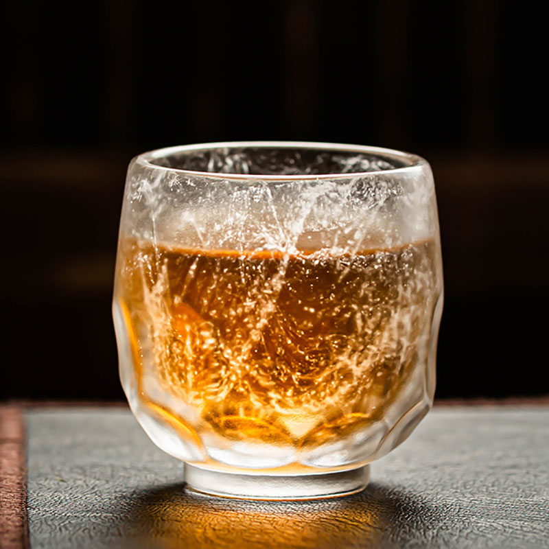 水墨泡點琉璃茶杯個人專用透明功夫茶主人杯日式高檔禮盒裝品茗杯