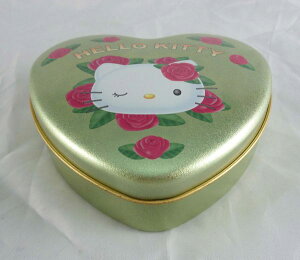 【震撼精品百貨】Hello Kitty 凱蒂貓 心型置物鐵盒 玫瑰綠 震撼日式精品百貨